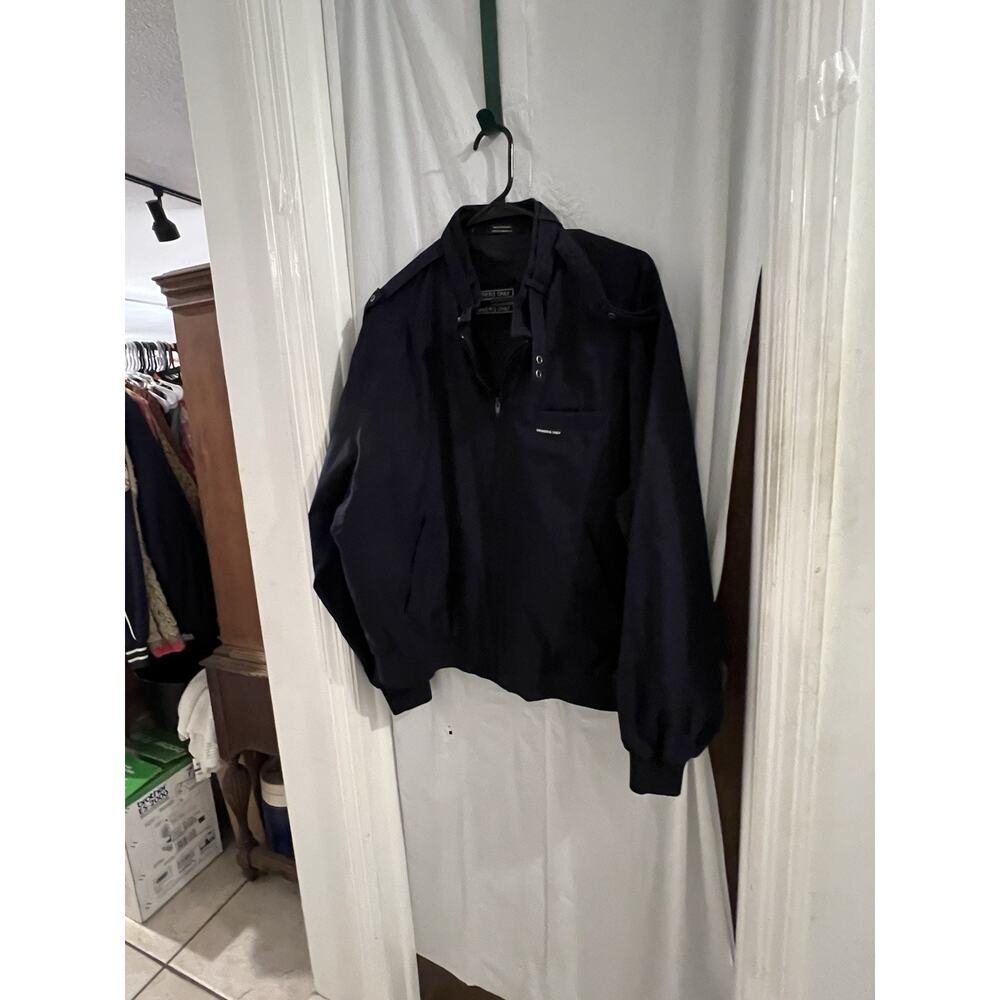 Vintage 1980s Members Only Navy Blue Men’s Classic Iconic Racer Jacket